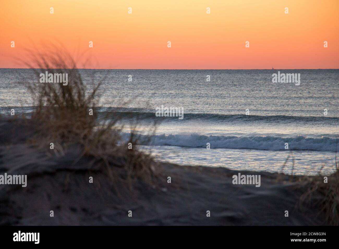 Sunset waves breaking at Ocean Beach, San Francisco, California  Stock Photo