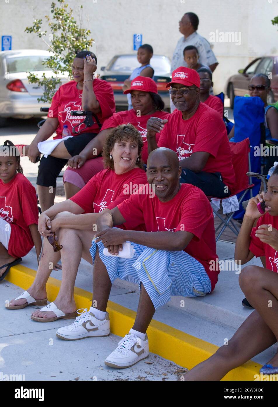 Bastrop, TX June 21, 2008: Parade-watchers at a Juneteenth celebration in the historically African-American town of Bastrop, outside Austin. Juneteenth celebrates the day (June 19, 1865) when Union soldiers landed in Galveston, TX announcing the end of slavery and the Civil War. ©Bob Daemmrich Stock Photo