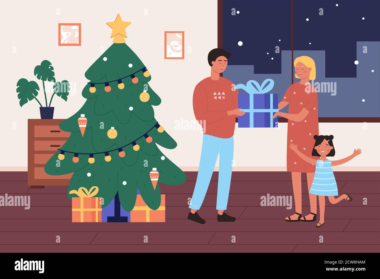 Happy mother giving gift Stock Vector Images Alamy