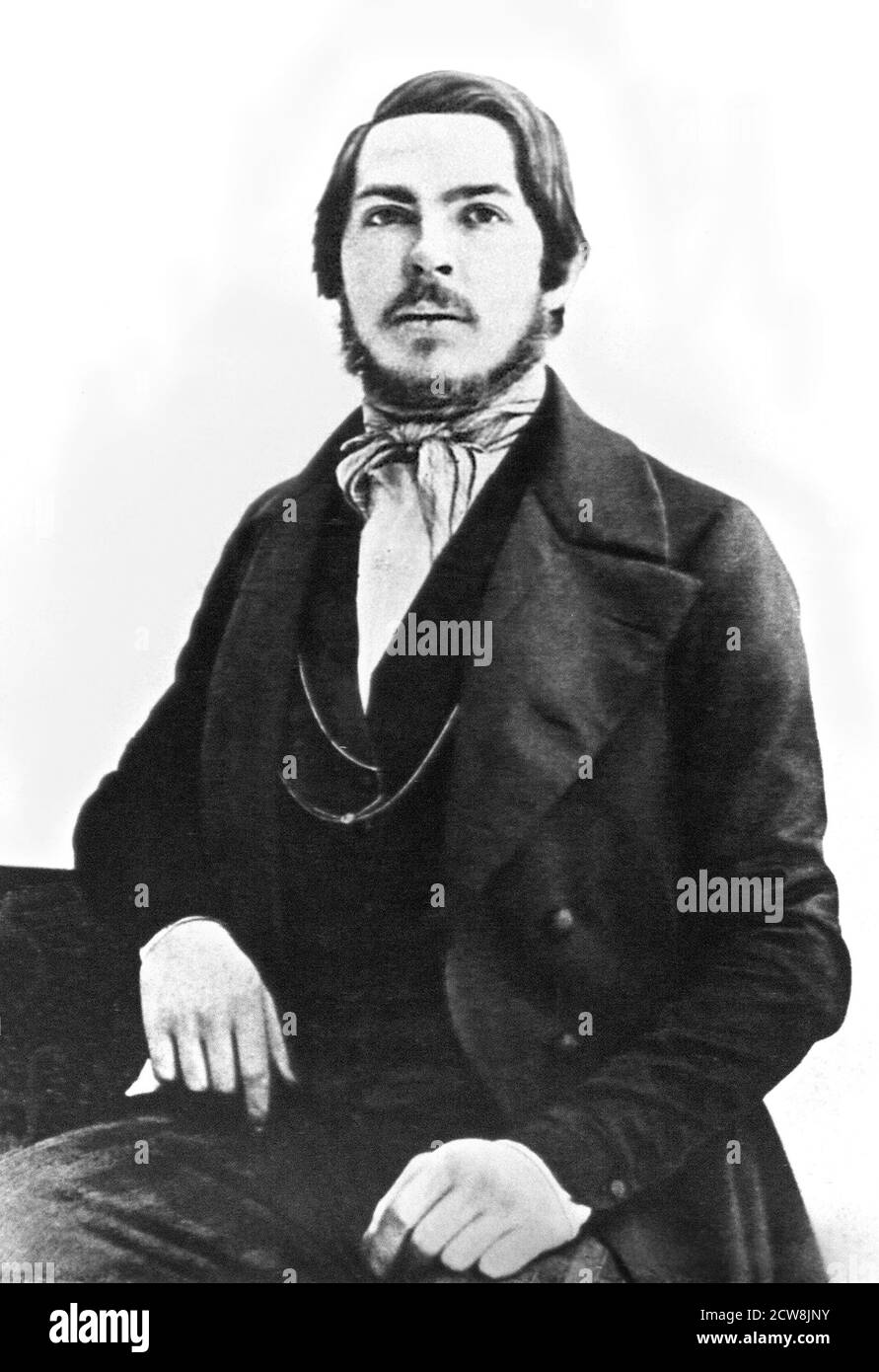 Friedrich Engels. Portrait of the German socialist philosopher, Friedrich (or Frederick) Engels (1820-1895), as a young man Stock Photo