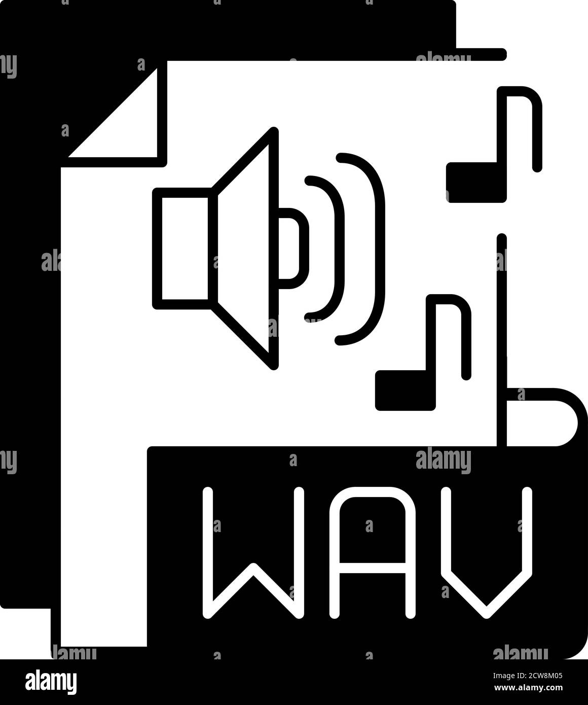 WAV file black linear icon Stock Vector