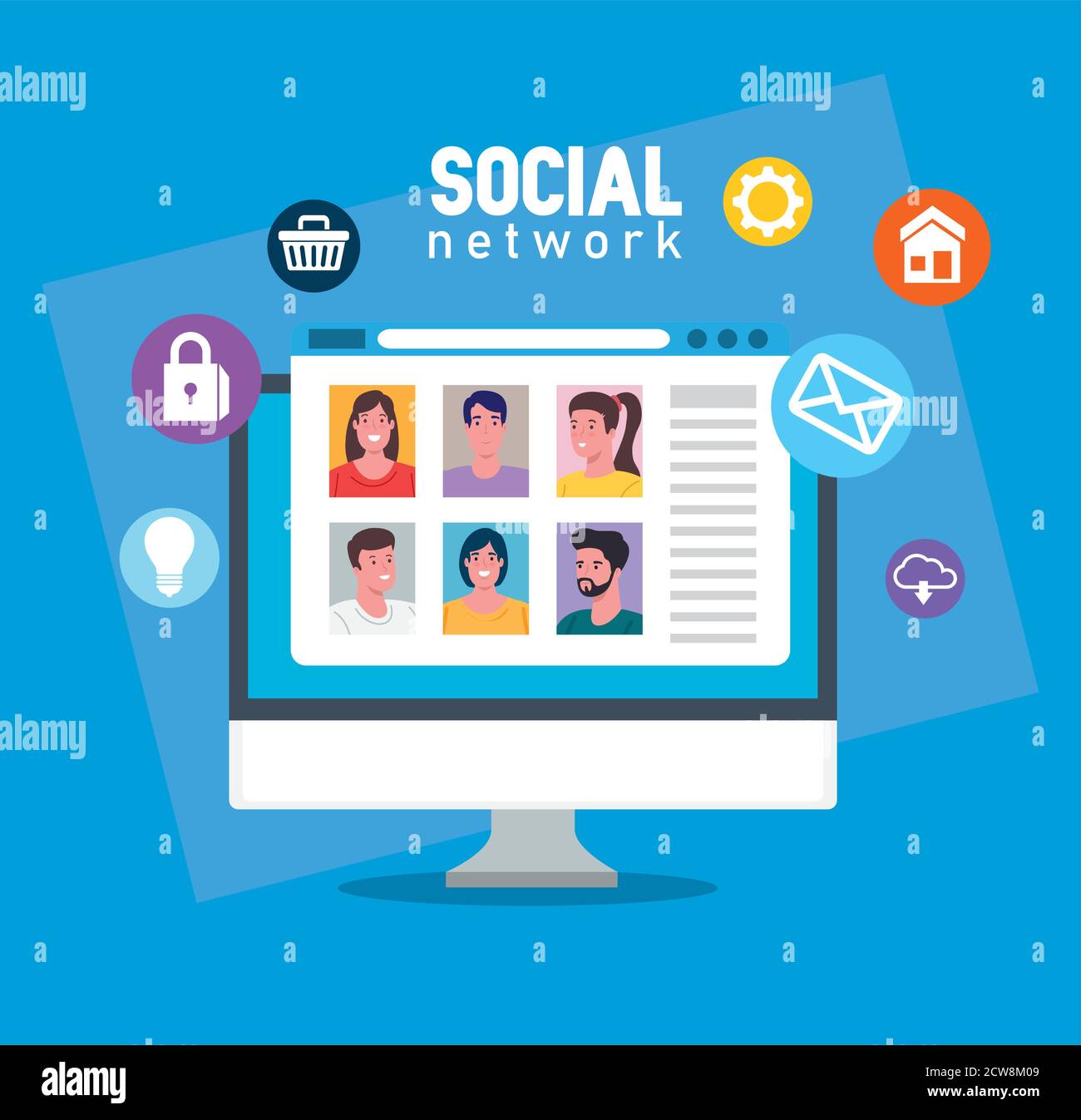 social media, group of people communicating by computer Stock Vector ...