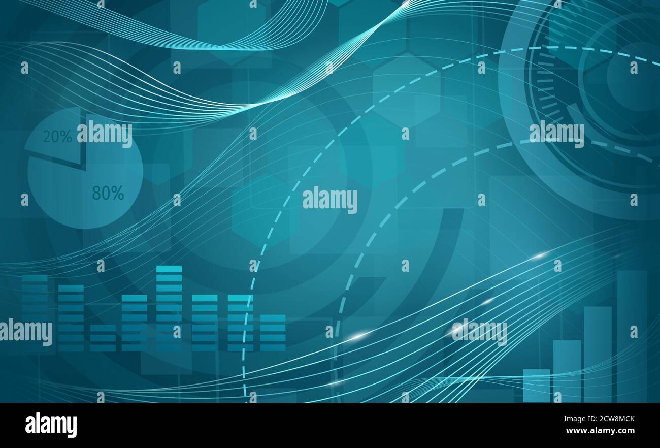 Blue business abstract background with financial graphics Stock Vector