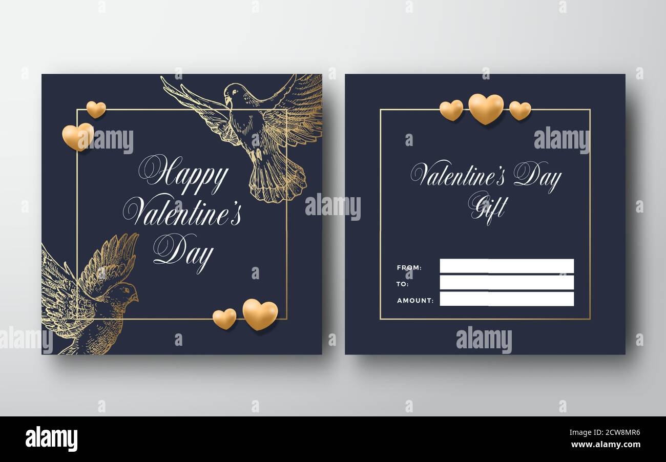 Valentines Day Abstract Vector Greeting Gift Card Background. Back and ...