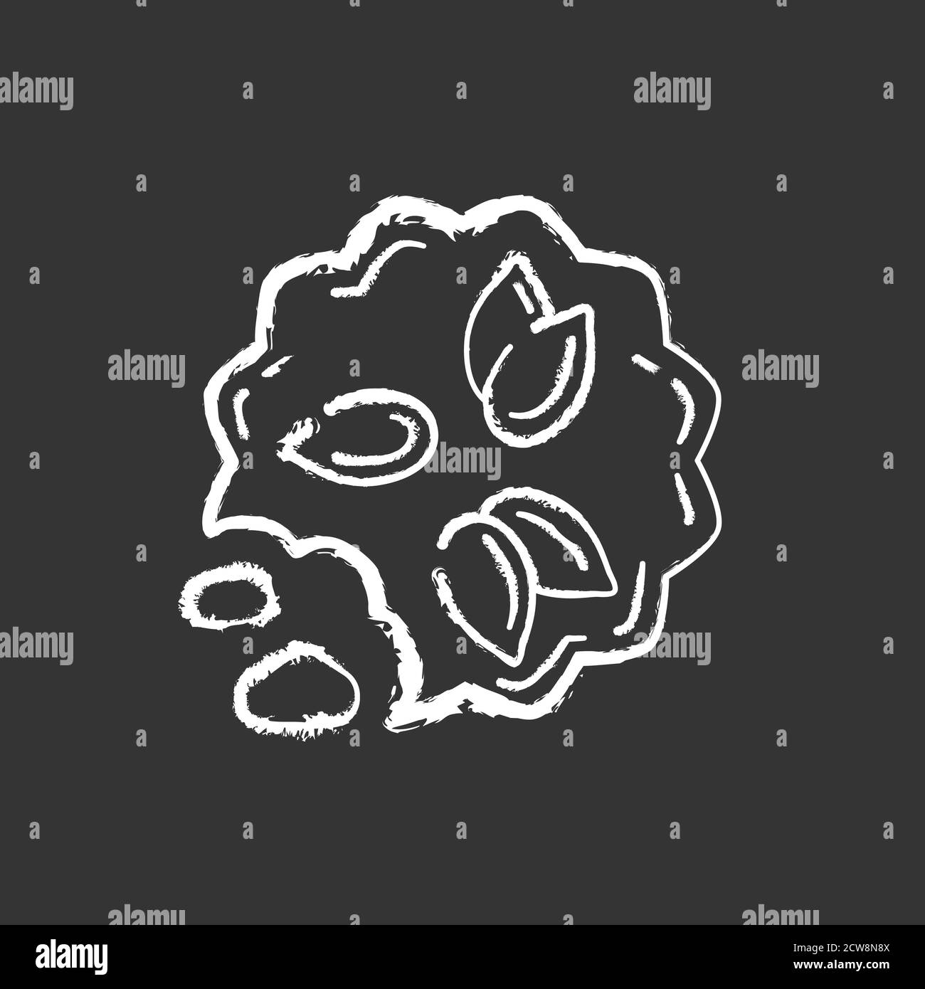 Pumpkin seed cookies chalk white icon on black background Stock Vector