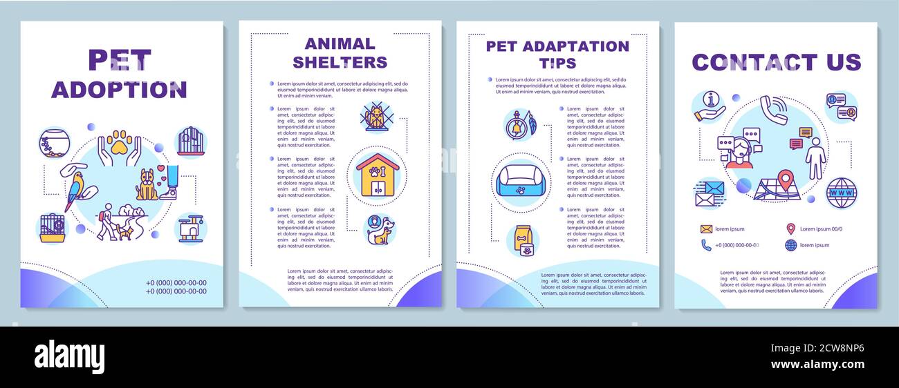 Pet adoption brochure template Stock Vector