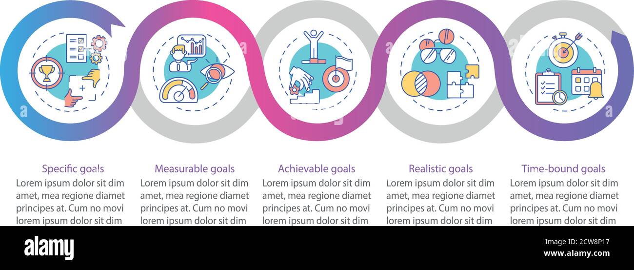 Smart goals definition vector infographic template Stock Vector