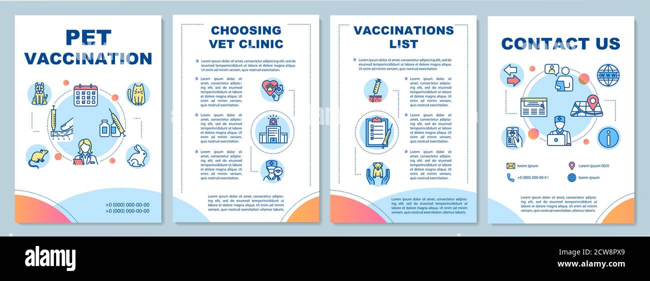 Pet vaccination brochure template Stock Vector