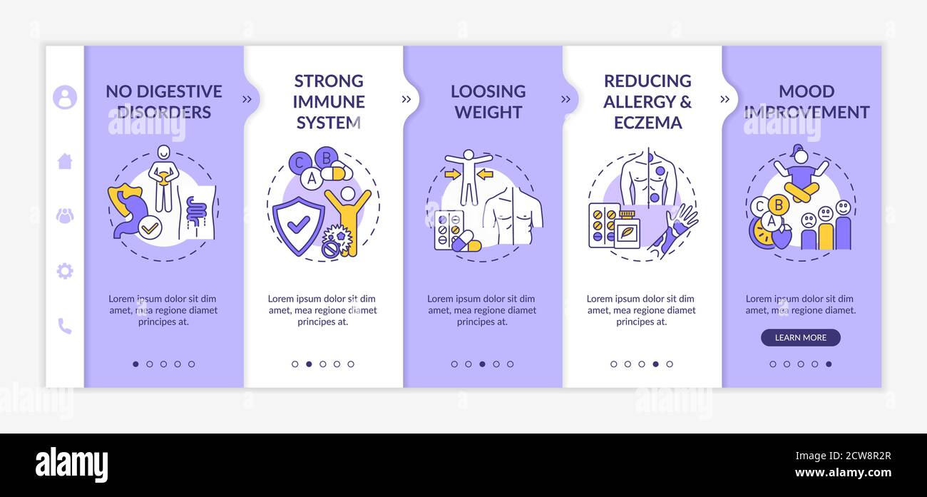 Probiotics usefulness onboarding vector template Stock Vector