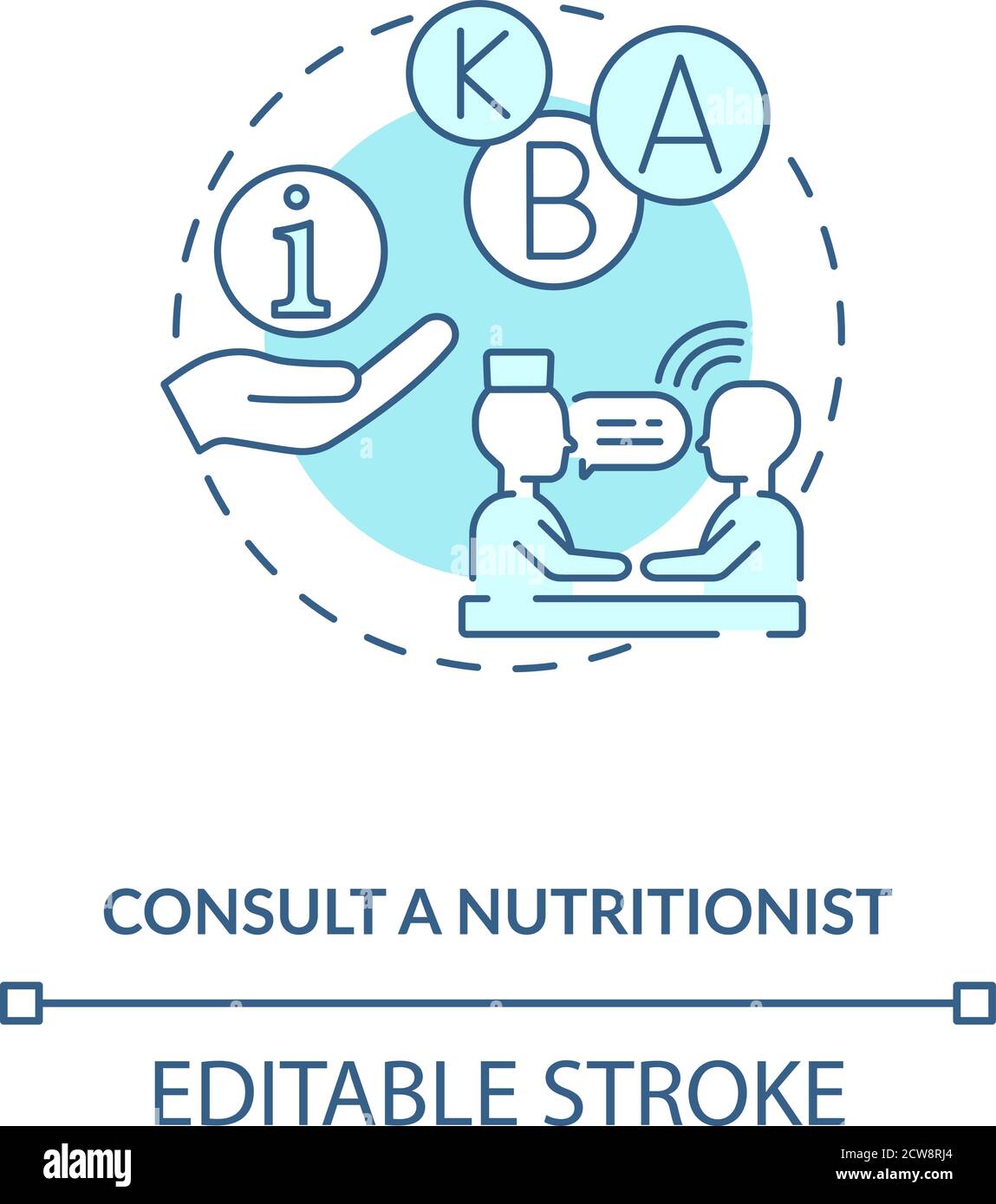 Consultation with nutritionist concept icon Stock Vector