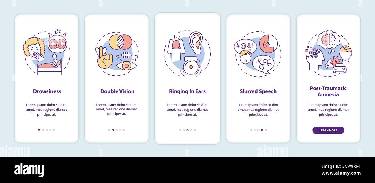 Head trauma onboarding mobile app page screen with concepts Stock Vector