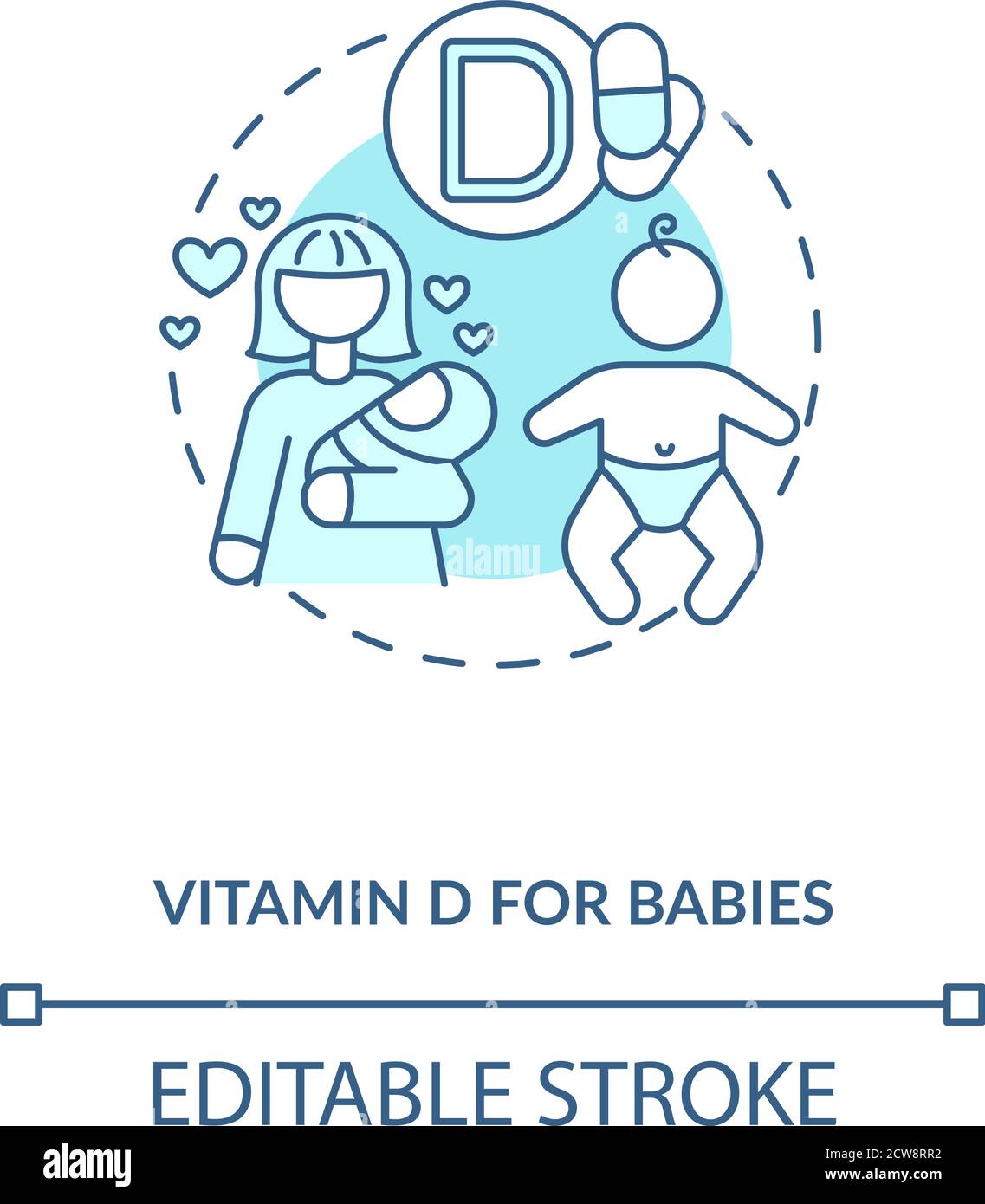 Vitamin D for babies concept icon Stock Vector