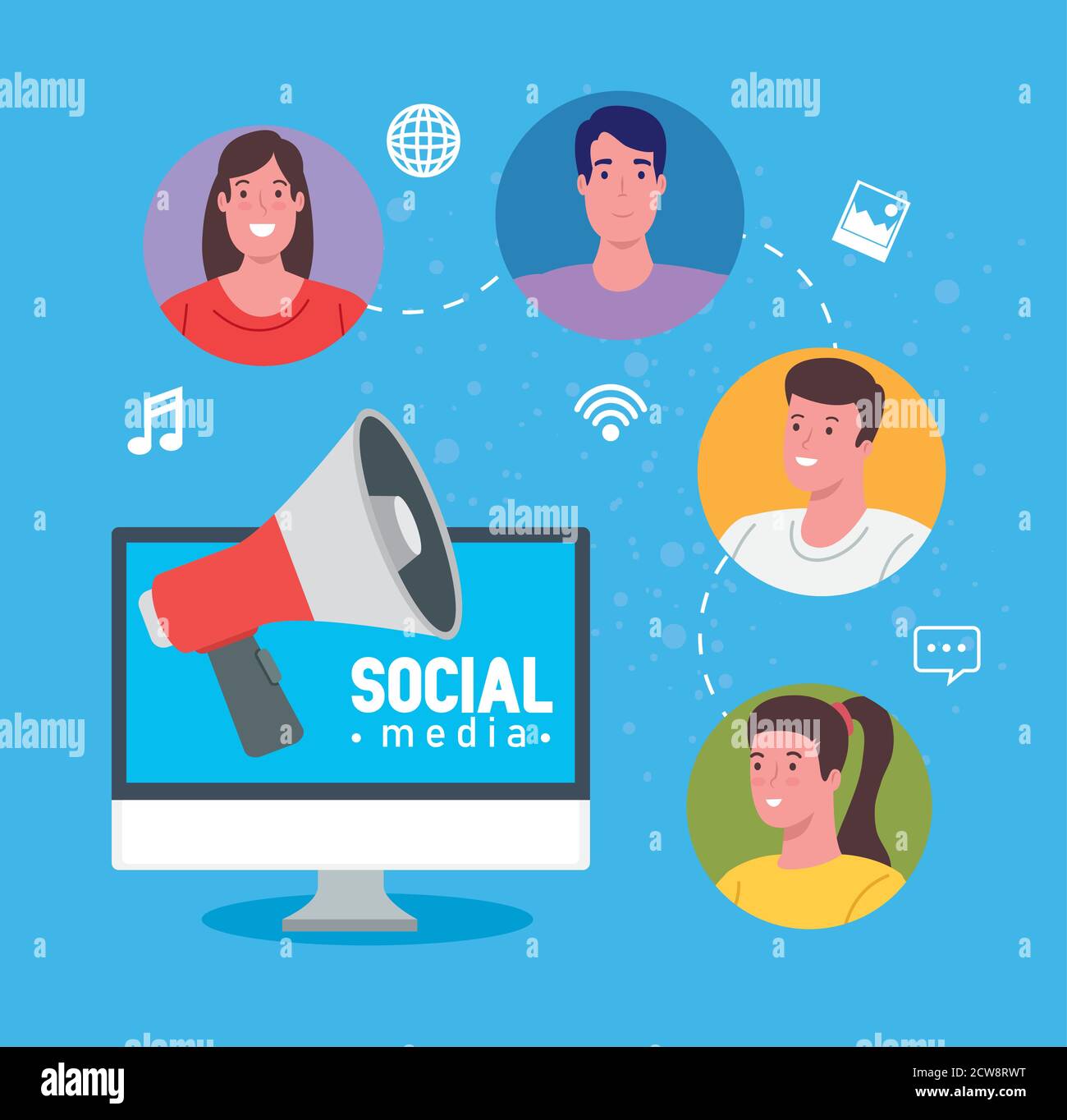 social media, people communicating by computer Stock Vector Image & Art ...