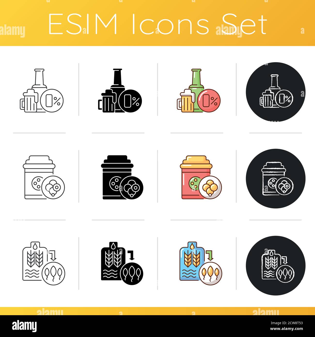 Beer brewing company icons set Stock Vector