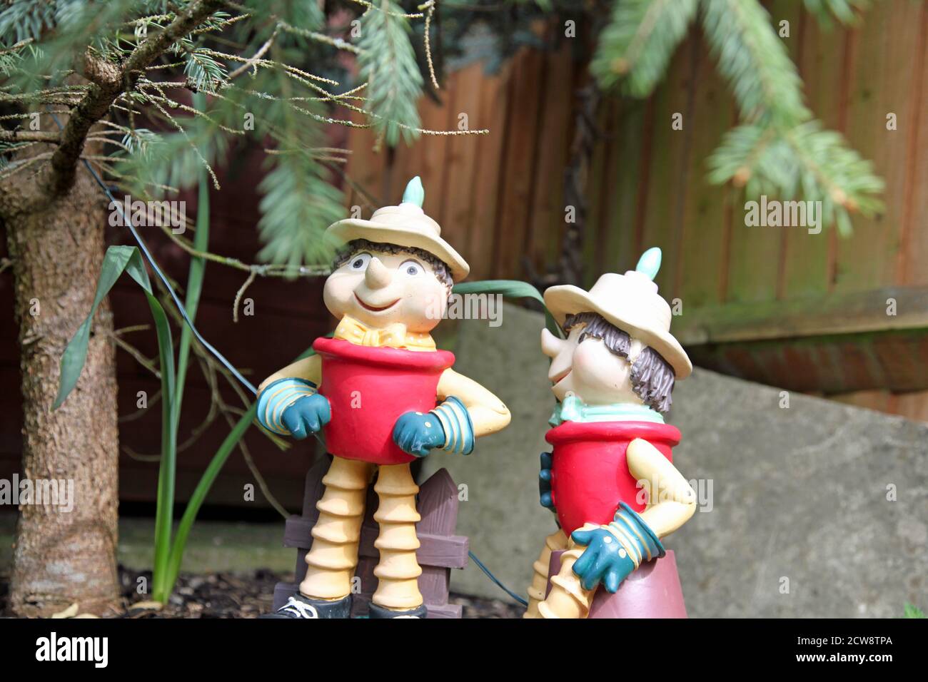 Bill & Ben garden ornaments, from the revamped children's show c2001 Stock Photo