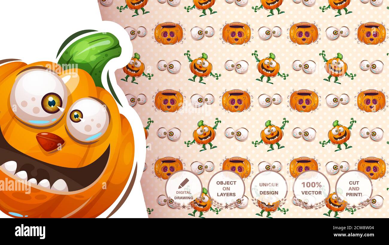 Cute halloween pumpkin - seamless pattern Stock Vector Image & Art - Alamy