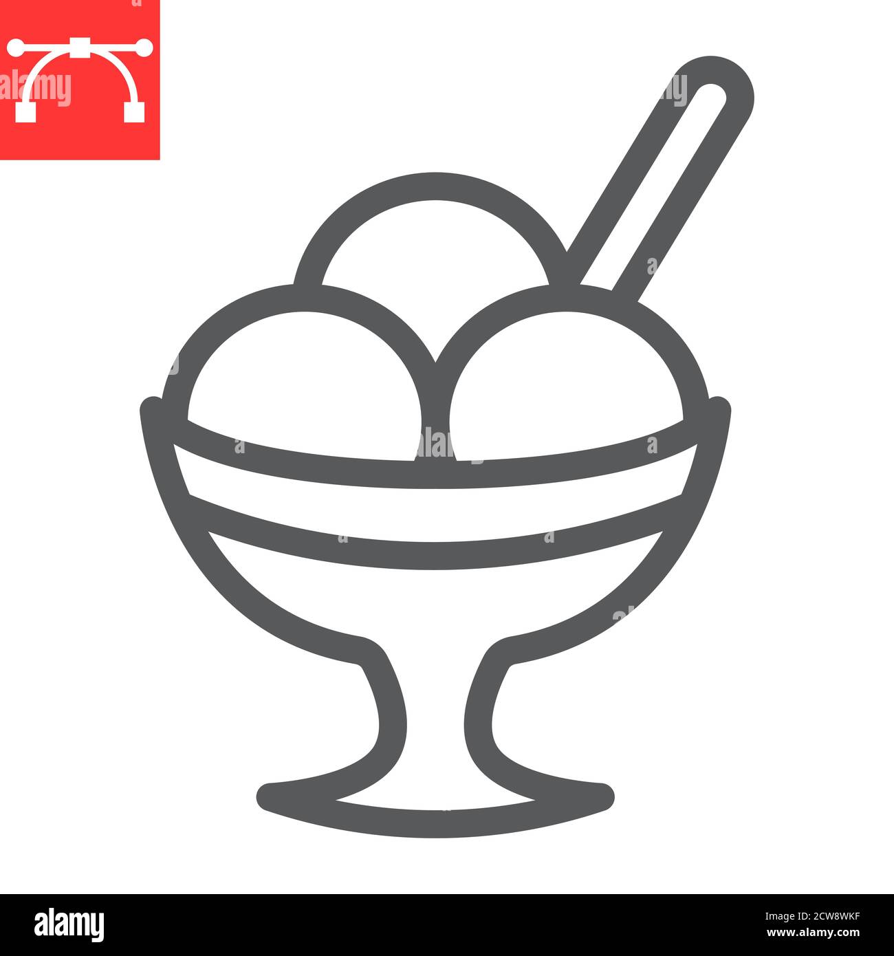 Ice cream in bowl line icon, dessert and cold, sorbet sign vector ...
