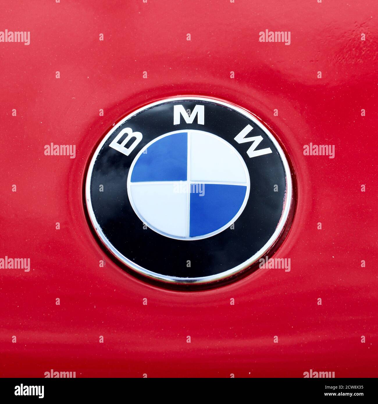 BMW Logo on Car Bonnet Stock Photo
