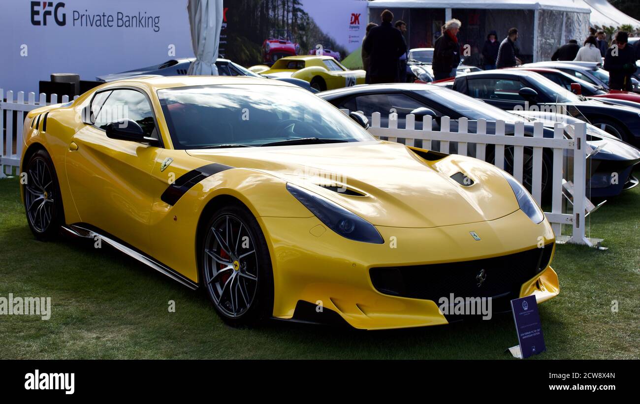 Ferrari F12 Tdf On Display At The 2020 Salon Prive Concours D Elegance Held At Blenheim Palace Oxfordshire Stock Photo Alamy