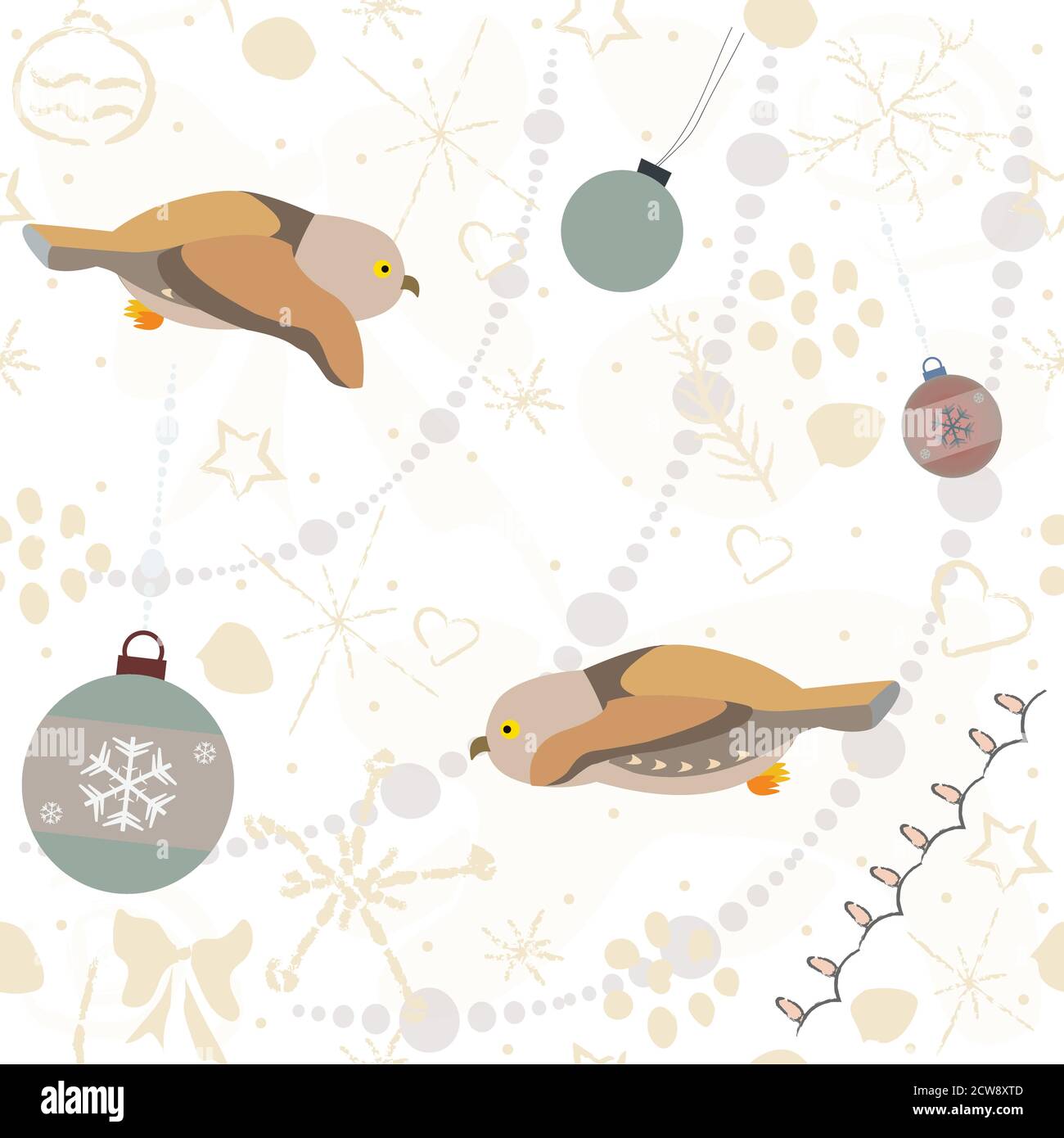 Cute Seamless Winter Pattern with owls and winter doodles. Vector ...