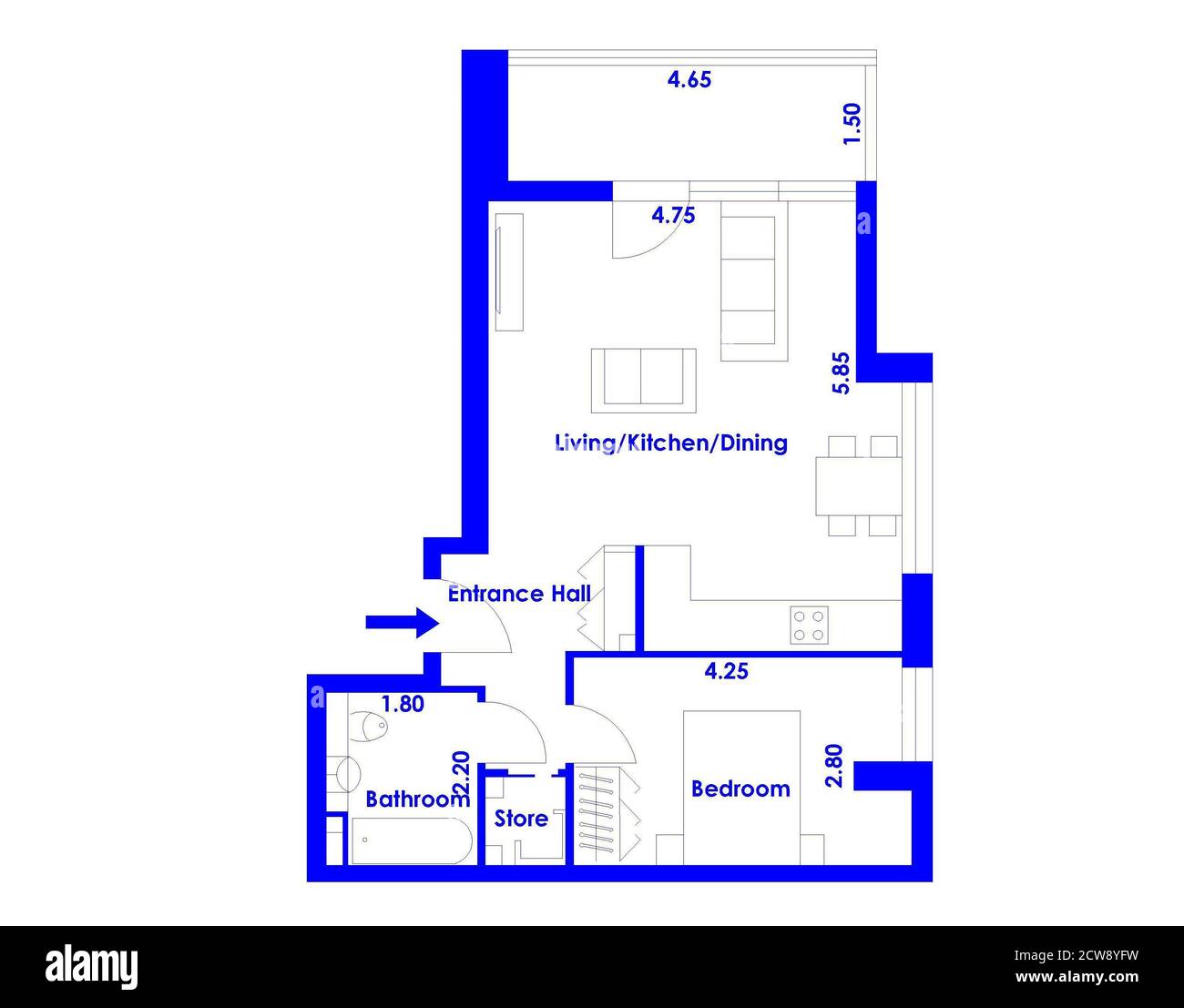 Drawing. 2d floor plan. Black\u0026white floor plan. House with interior, floor  plan, blueprints and colored walls on a white background Stock Photo - Alamy, image size:1300x1107