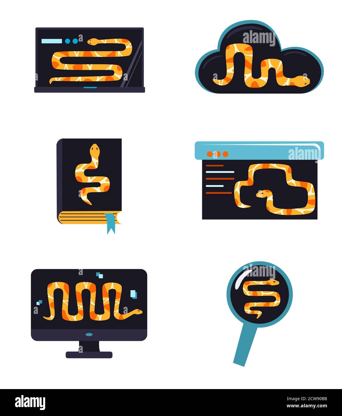 Python code language sign. Programming coding and developing concept ...