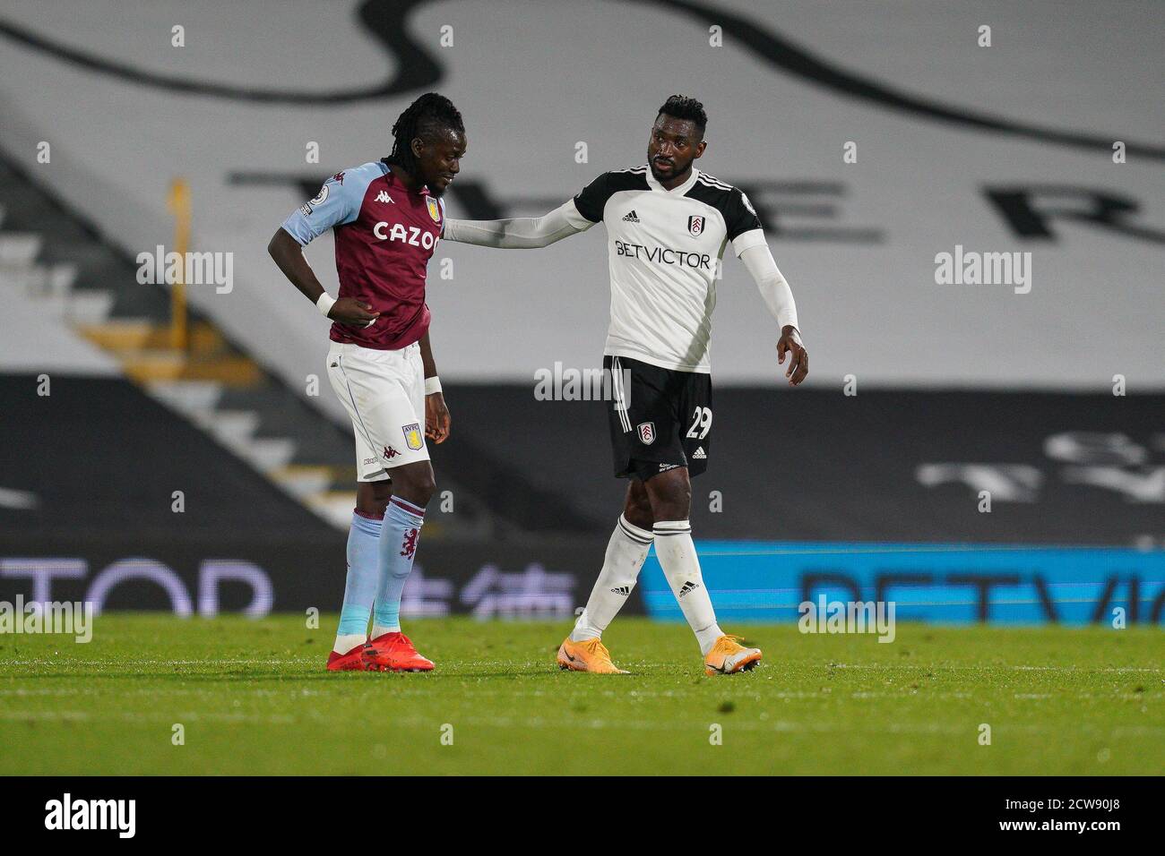 London UK. 28th Sep 2020. Bertrand Traore of Aston Villa and