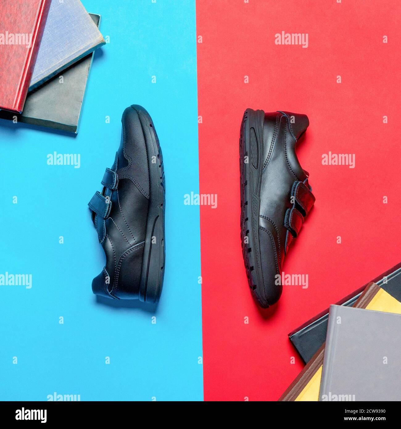 Black sport shoes for man isolated top view Stock Photo