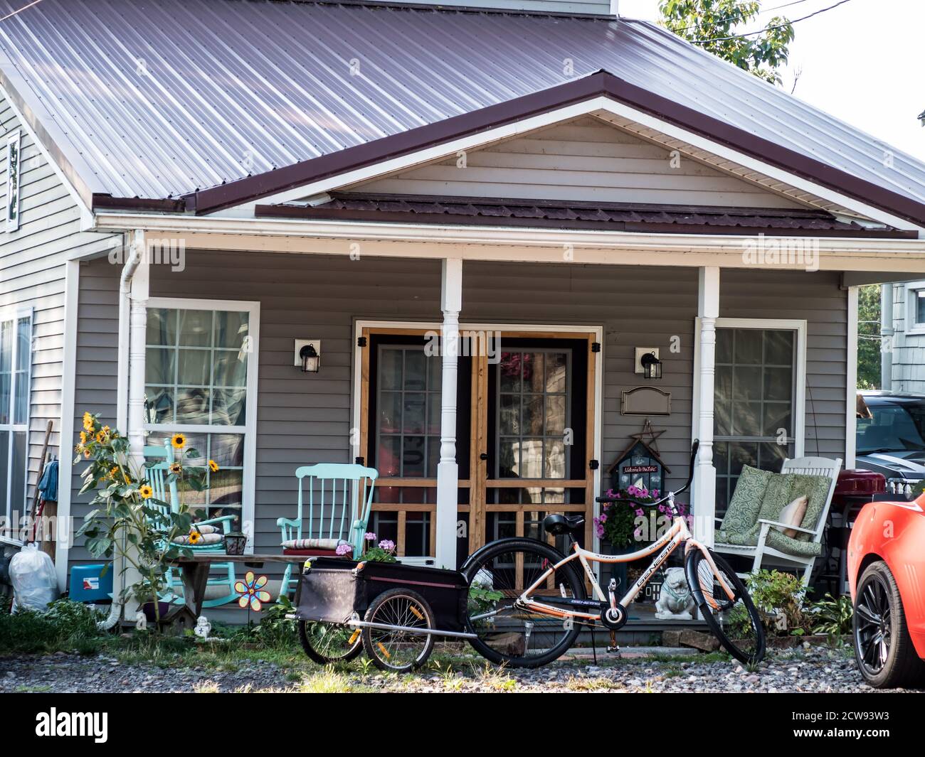 A summer cottage with a variety of holiday user objects Stock Photo