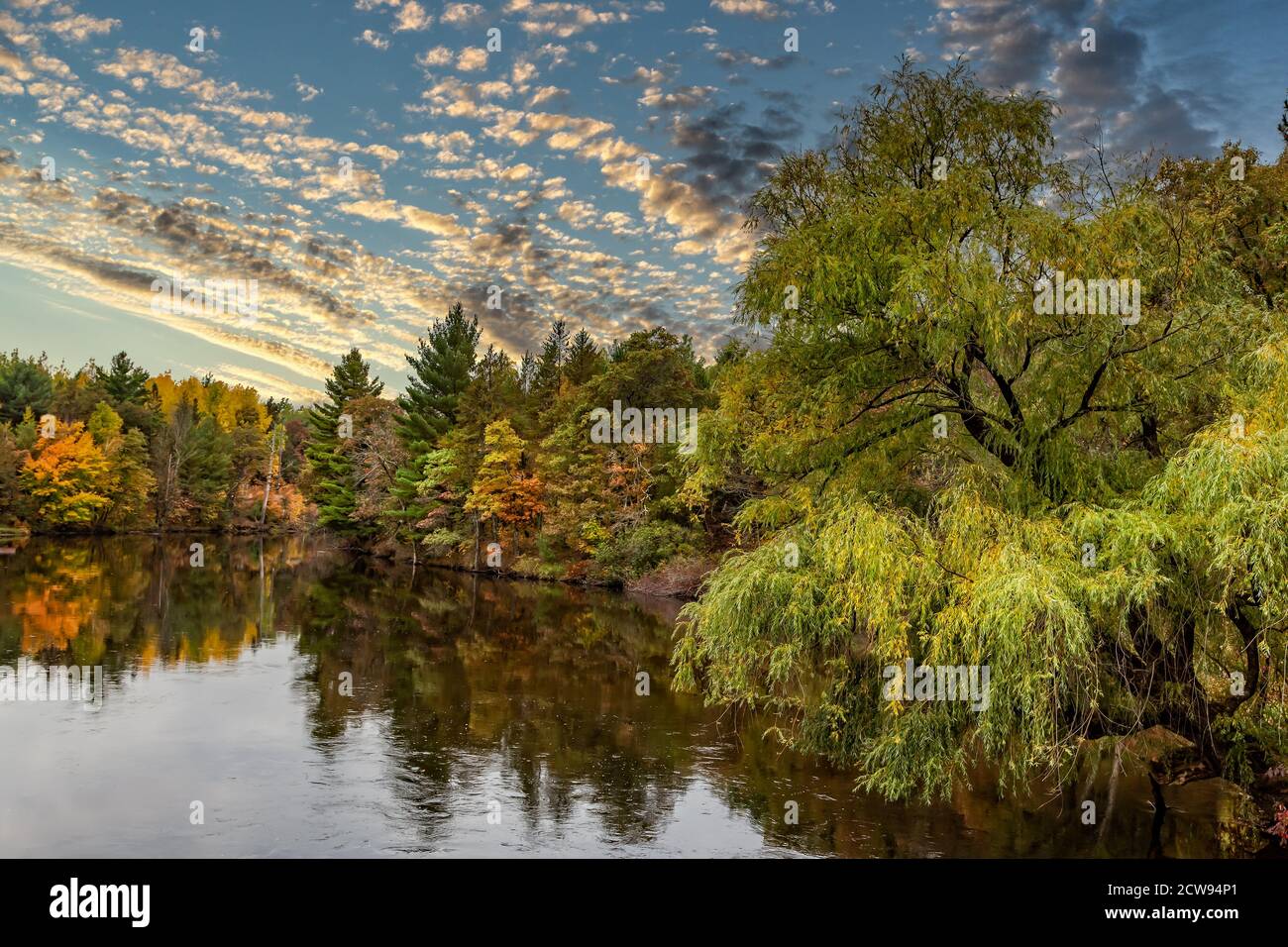 Autumn sunset at Earl Landing on the Namekogan River in Trego