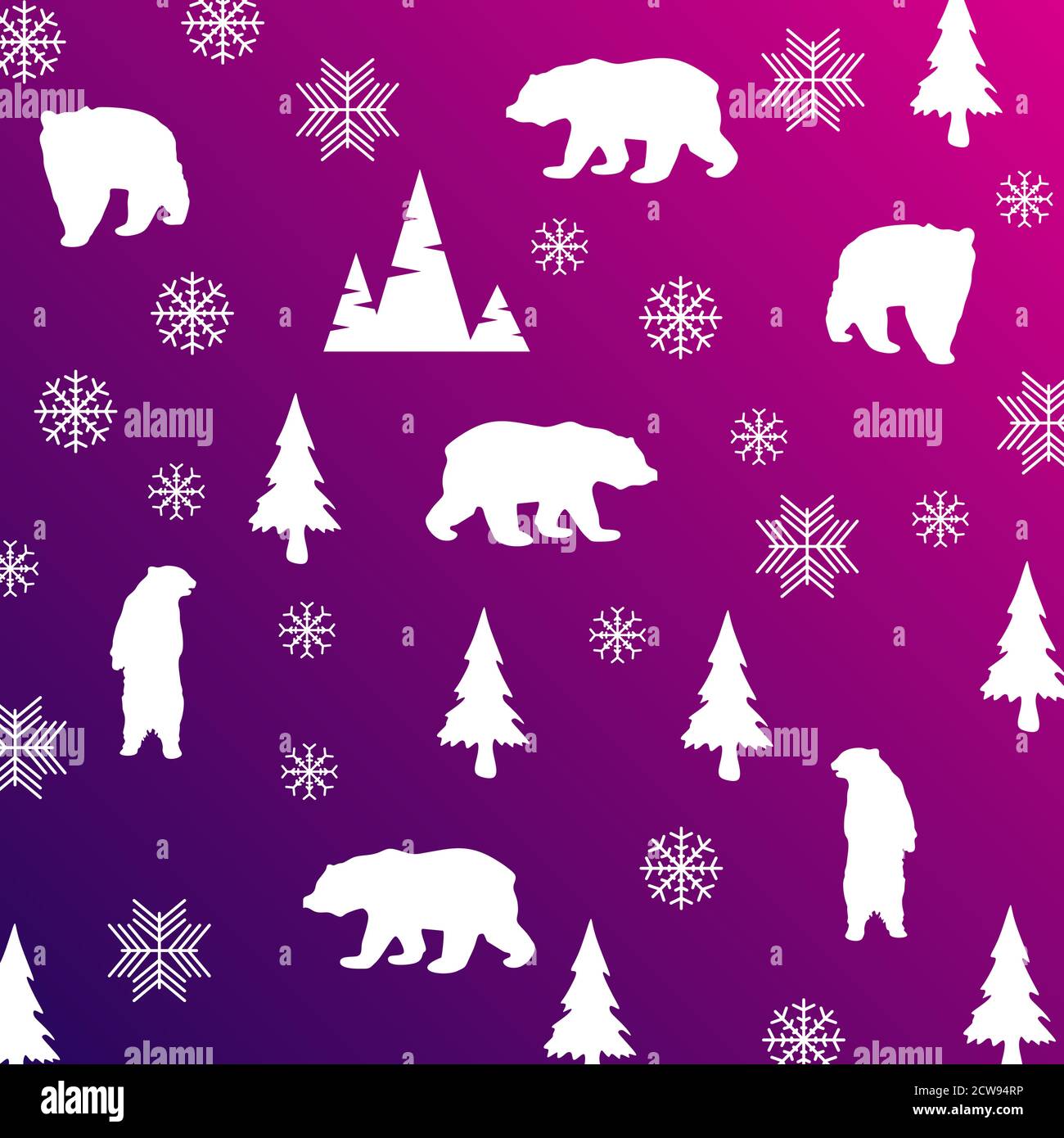 Seamless pattern with cute polar bears in simple cartoon style Stock Vector