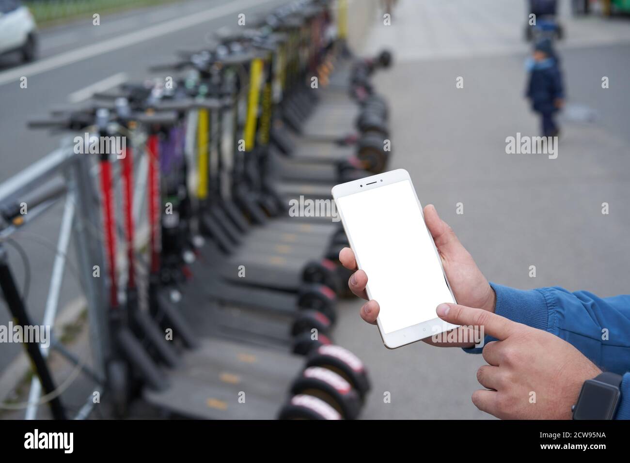 Parking and scooter hire, as a business process , the picture shows the
