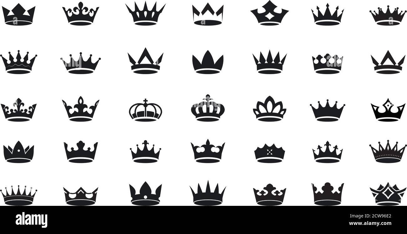 Set of vector king crowns icon on white background. Vector Illustration.  Emblem, icon and Royal symbols Stock Vector Image & Art - Alamy