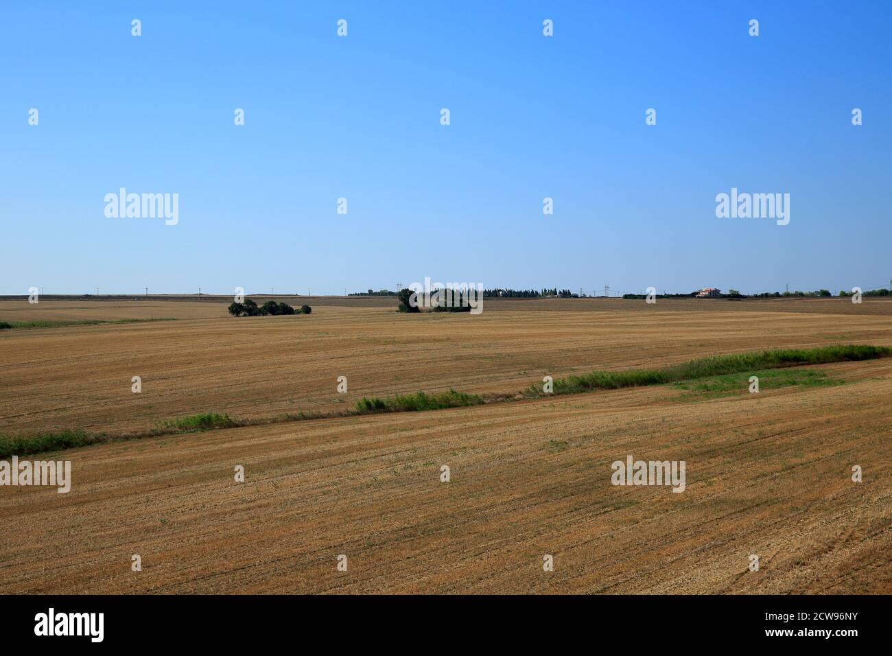 Ready field for sowing. A view of the vast fertile fields in clear weather. Stock Photo