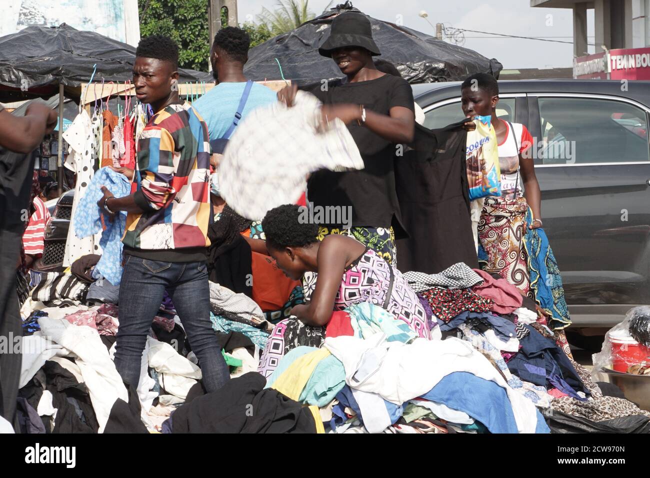 Second hand cloths market at cocody angré, Ivory Coast Stock Photo Alamy