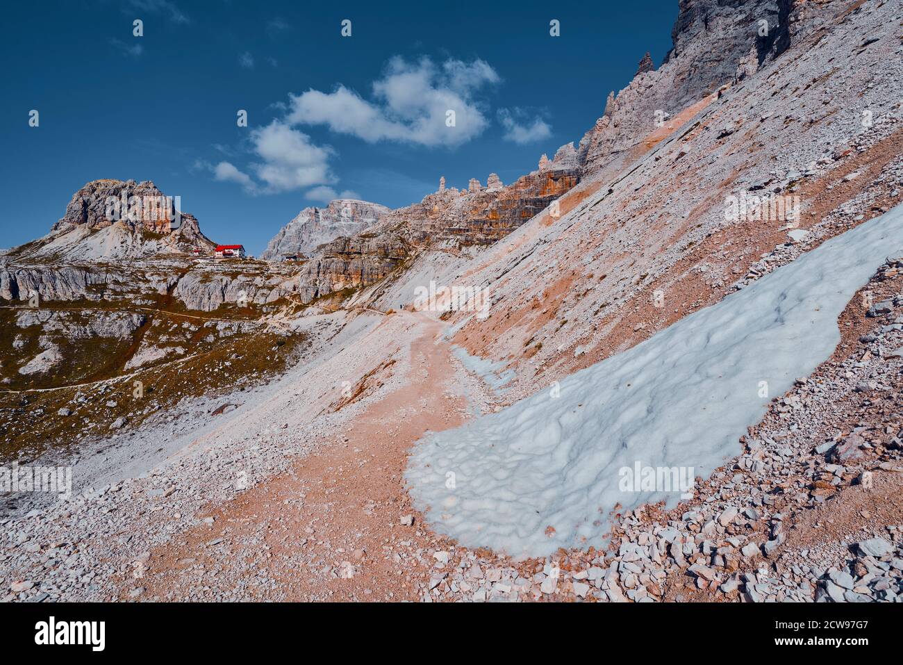 Images from the tour around The Three Peaks of Lavaredo Stock Photo