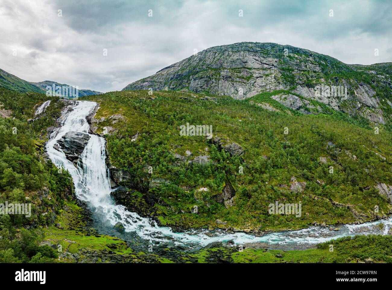 Nyastolfossen falls, the second in cascade of four waterfalls in
