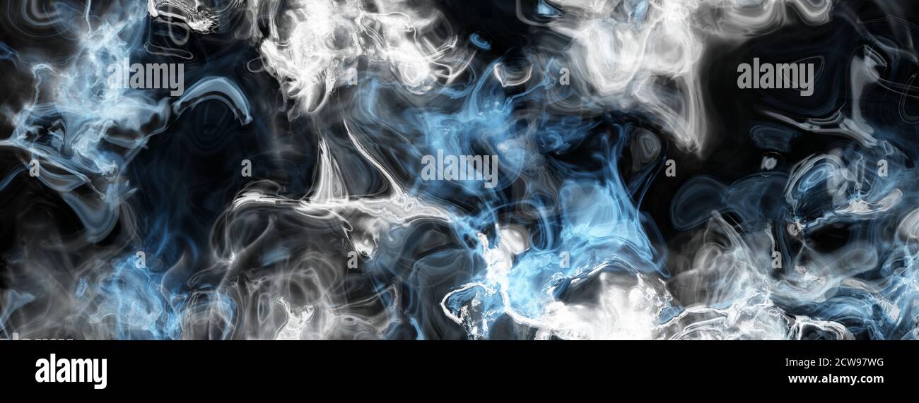 Abstract colored smoke, blue, grey, white transparent clouds on black  background. Very detailed close up digital illustration, ultra high  resolution Stock Photo - Alamy