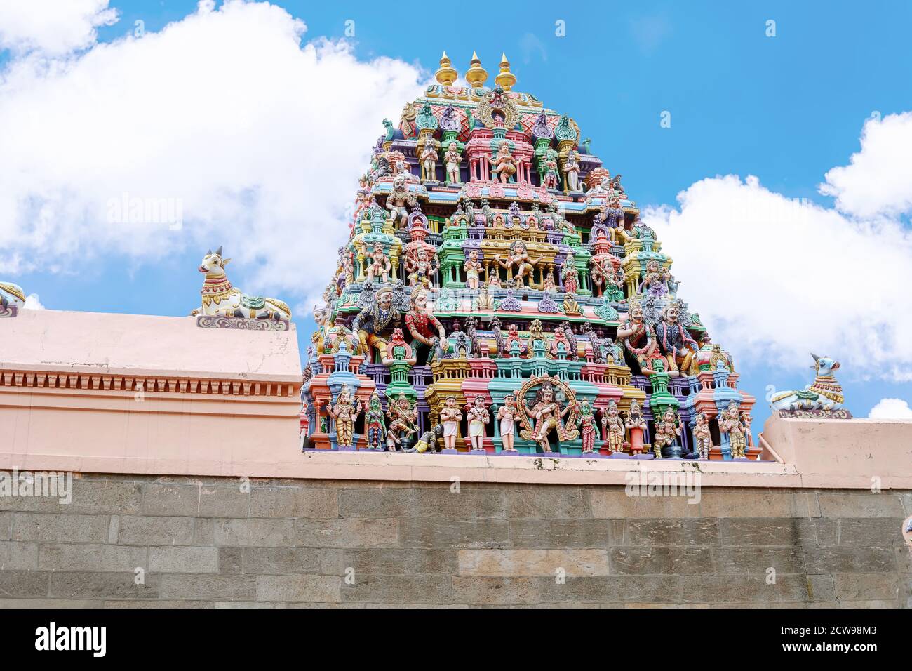 Hindu God Statues At A Hindu Temple at Amazing blue sky backgrounds Stock  Photo - Alamy