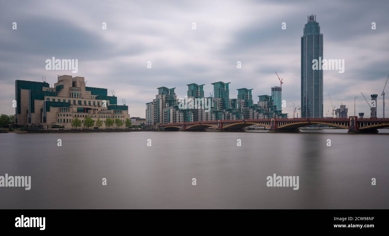 St George's Wharf, The Tower and SIS (MI6) buildings, Vauxhall, London, United Kingdom Stock Photo