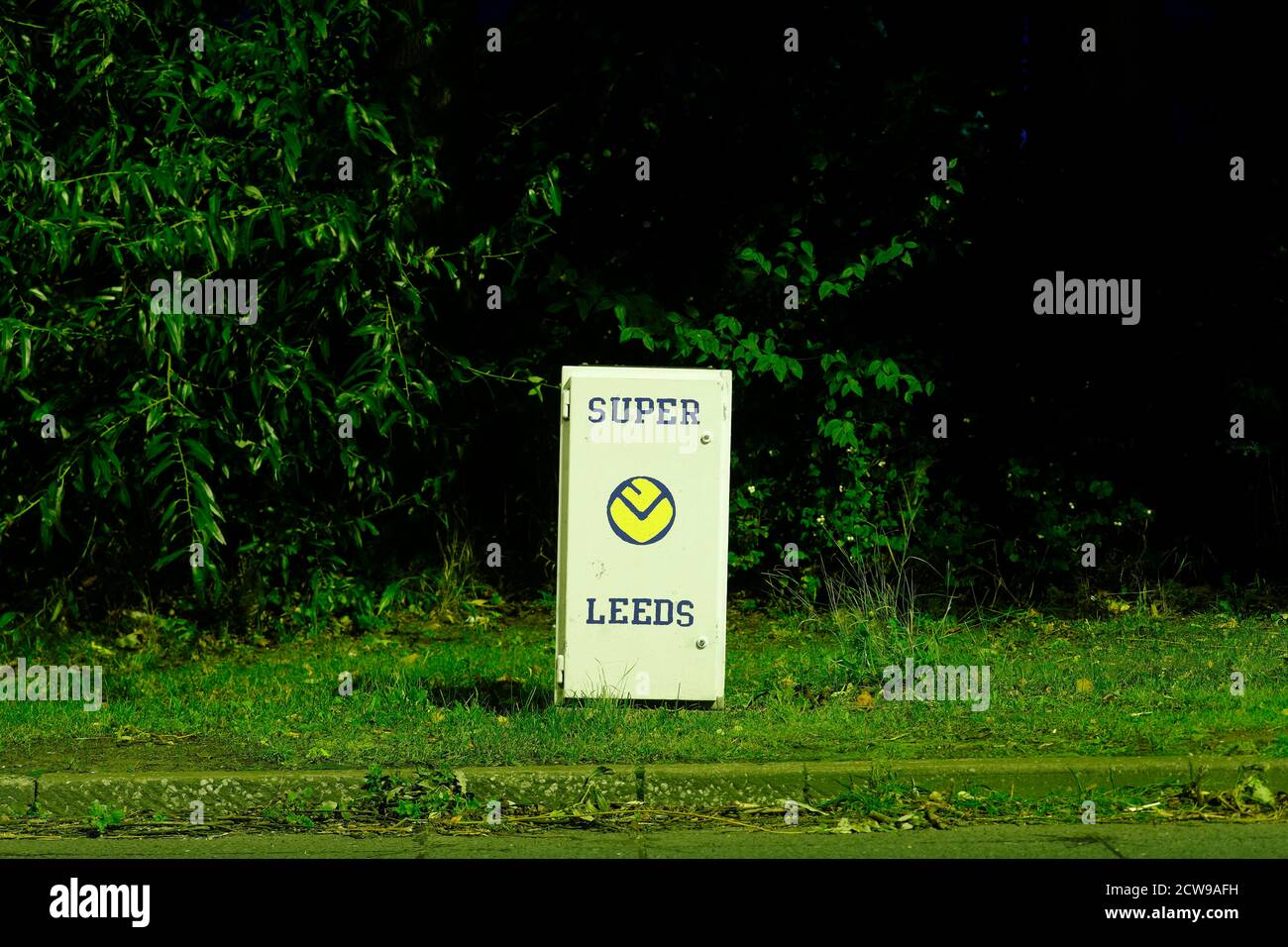 Leeds United art work on street furniture around Leeds by artist Andy