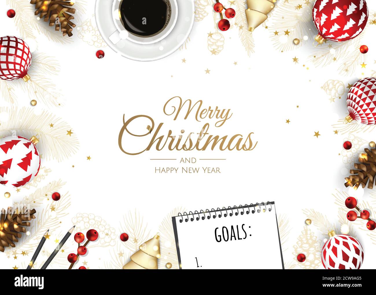 Merry Christmas and Happy New Year. Xmas background with poinsettia ...