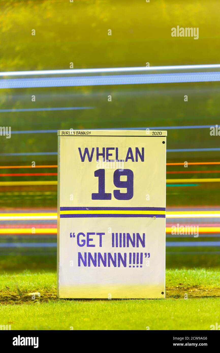 Leeds United art work on street furniture around Leeds by artist Andy