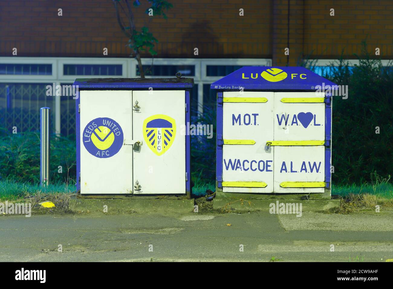 Leeds United art work on street furniture around Leeds by artist Andy