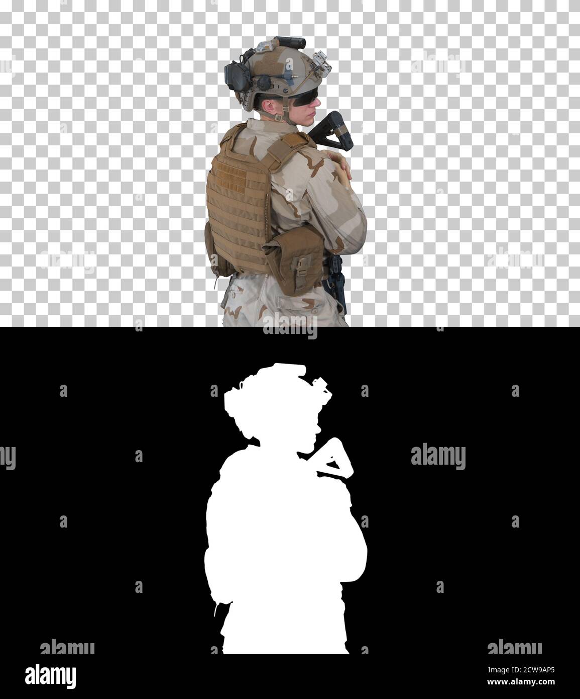 Fully Equipped Solder Holding Assault Rifle and Standing looking Stock ...