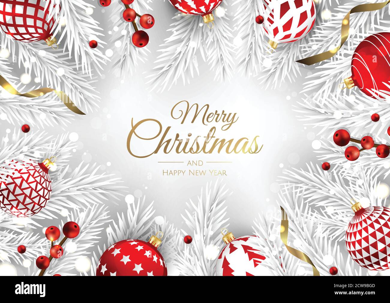 Merry Christmas greeting card with new years tree. Vector holiday ...