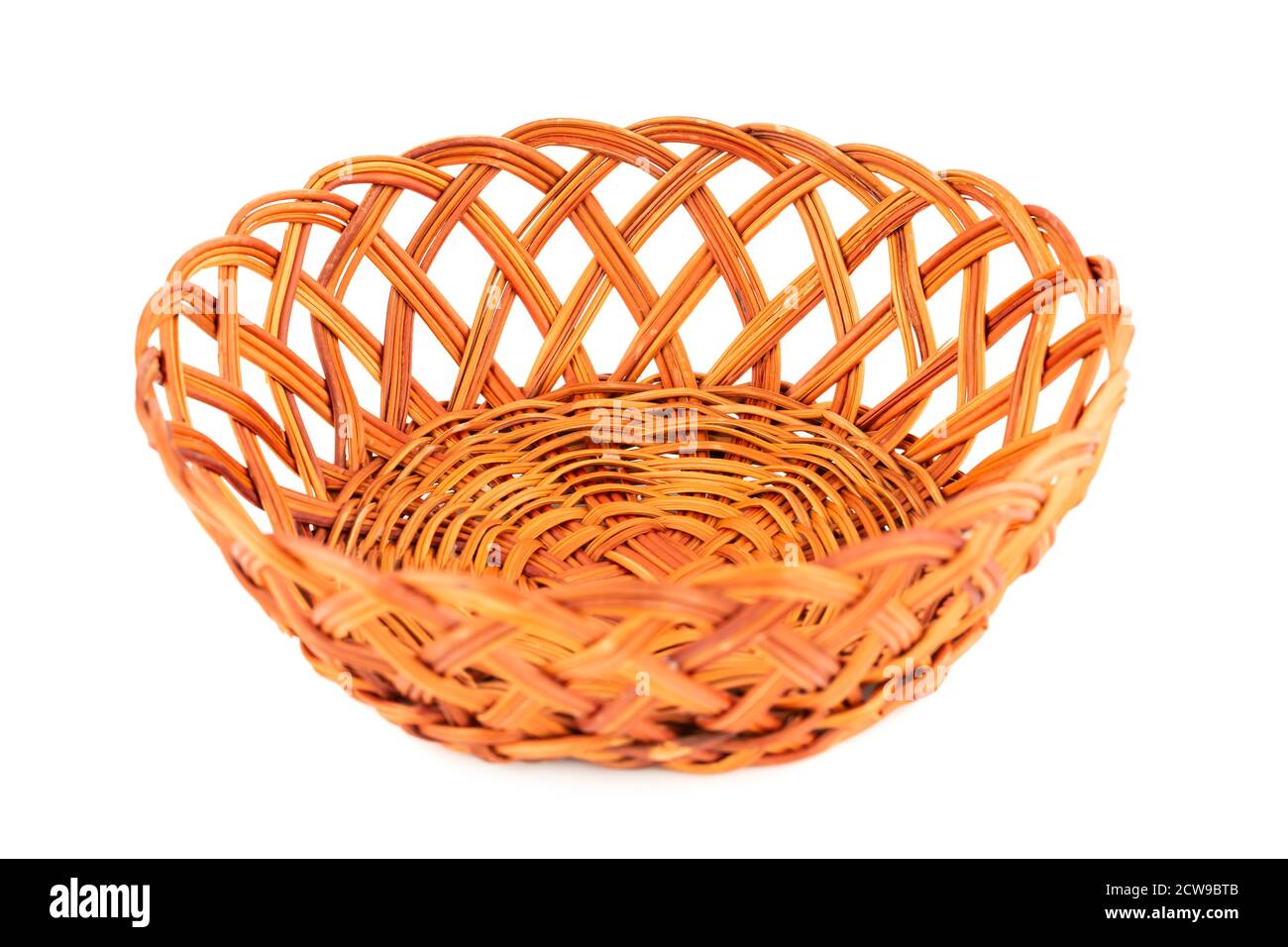The empty wicker basket isolated on white background Stock Photo - Alamy