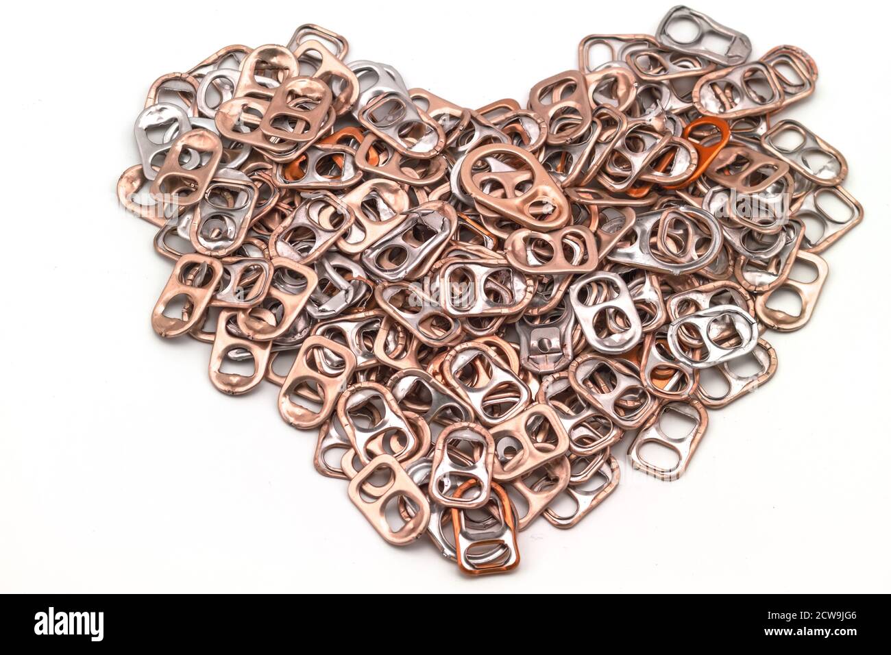 Ring pull aluminum of cans stack as heart shape indicate of new hope on