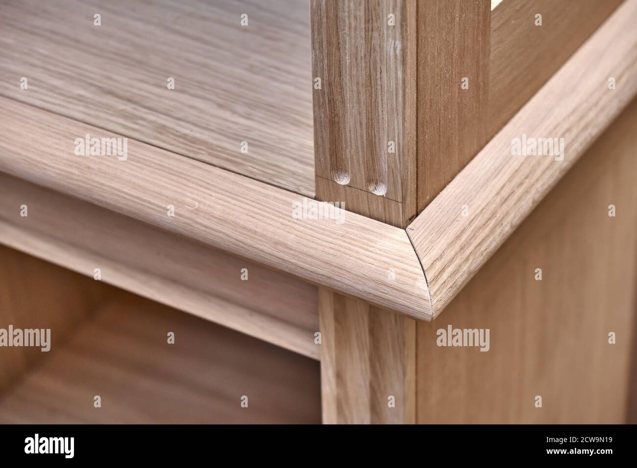 Modern joinery. Wooden bookcases in process of production in workshop ...