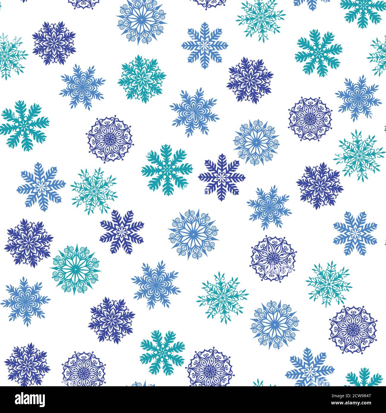 Seamless pattern with cute original snowflakes.  Stock Vector